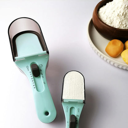Measuring Spoons Set,2Pcs Adjustable Dosage Plastic Spoon for Take Coffee Milk Mask Powder,Spoon with Scale Kitchen Tool