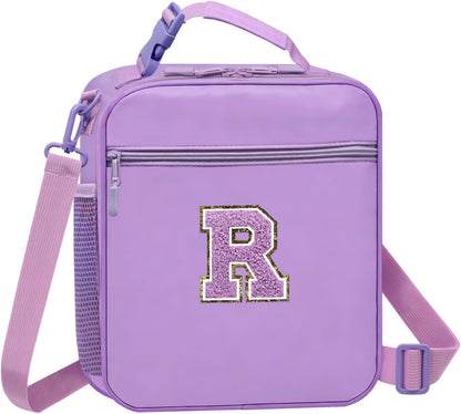 Lunch Box for Women Girls Adult Teens Kids Lunch Bag School Work Picnic Meal Food Container Carrier Purse Cooler,Insulated Lunch Tote with Handheld Shoulder Strap Water Bottle Holder Purple A