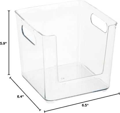 Simplify Rectangular Open Front Organizer Bin | Kitchen Cabinet & Pantry | Fridge Storage | Bathroom | Office Tote | Super Clear