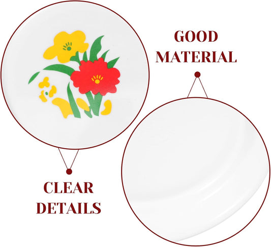 FRCOLOR Melamine Floral Serving Plates Set, Unbreakable Deep Appetizer Platters, Reusable Orange Dinnerware for Bbq Parties and Camping, Stackable Food Trays for Indoor Outdoor Use