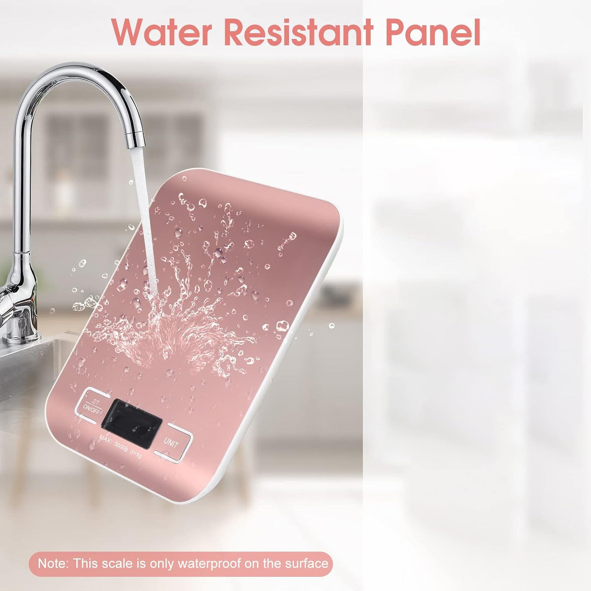 Digital Shipping Scale,Stainless Steel Panel, Accurate Portable Postal Scale for Packages, Small Business,Kitchen, Food, Handmade, Liquids, and Boutique (Rose Gold Battery(5kg/1g))