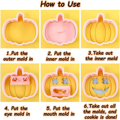 Mini Pumpkin Cookie Cutters, DIY 3d Halloween Raised Design Cookie Stamps
