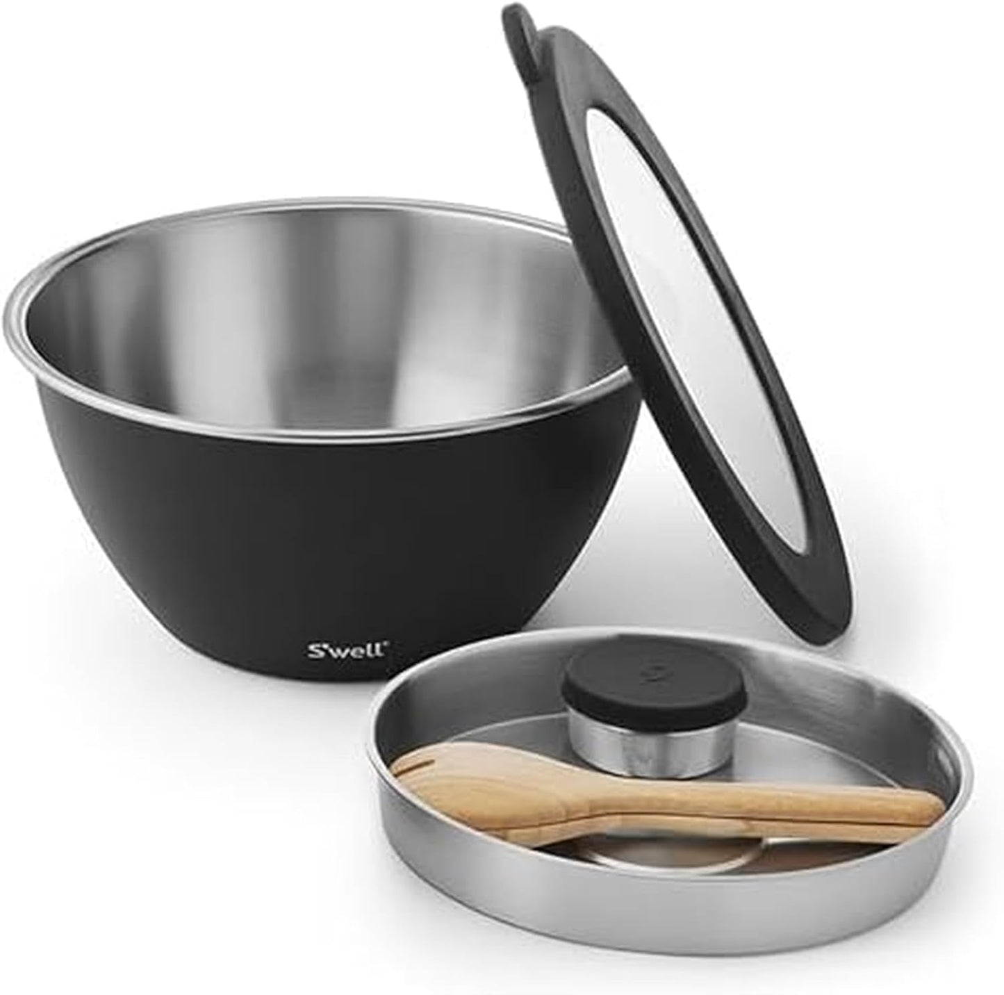 S'well Stainless Steel Salad Bowl Kit 64oz, Peacock Blue, Comes with 2oz Mini Canister and Removable Tray for Organization, Leakproof, Easy to Clean, Dishwasher Safe