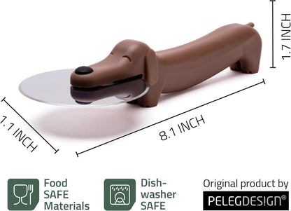 Peleg Design Puperoni Cute Pizza Cutter Wheel – Dog-Shaped Plastic Pizza Cutter Wheel with Stainless Steel Blade & Durable Plastic Handle, Funny Pizza Gifts