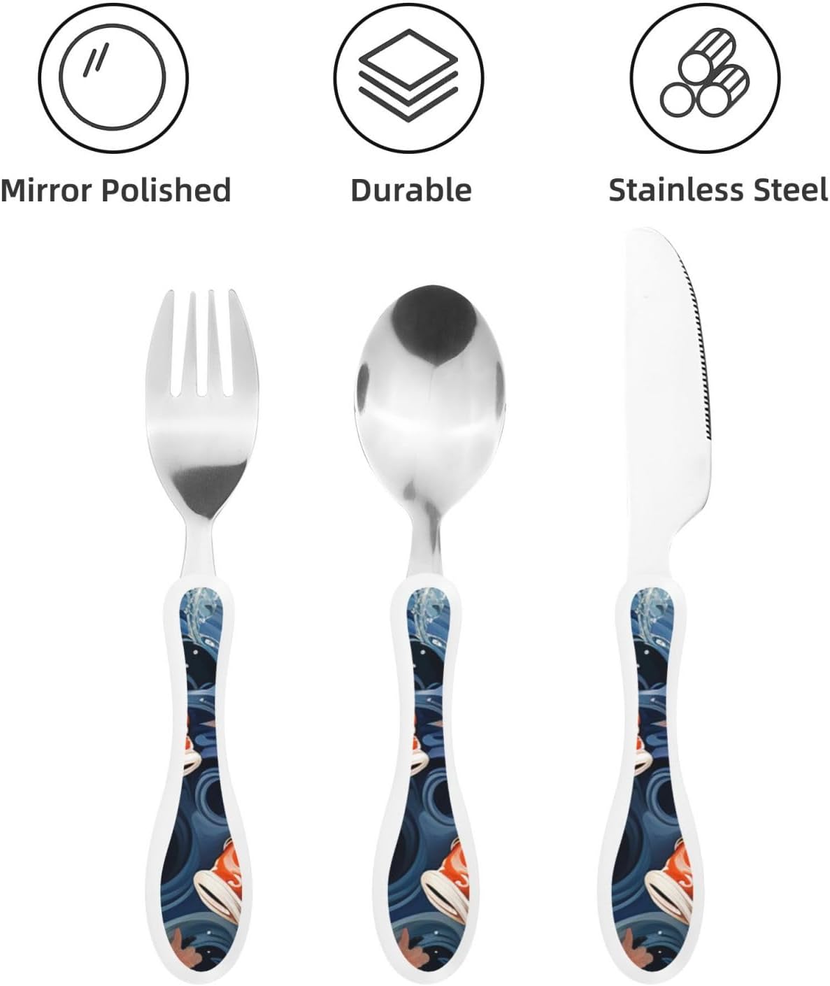 3-Piece Kids Silverware Set With Storage Case, Stainless Steel Reusable Children Safe Knife Spoon Fork Set Blue Active Girl Running Sunset Children Flatware Set For Kids Lunch Box - Colors A