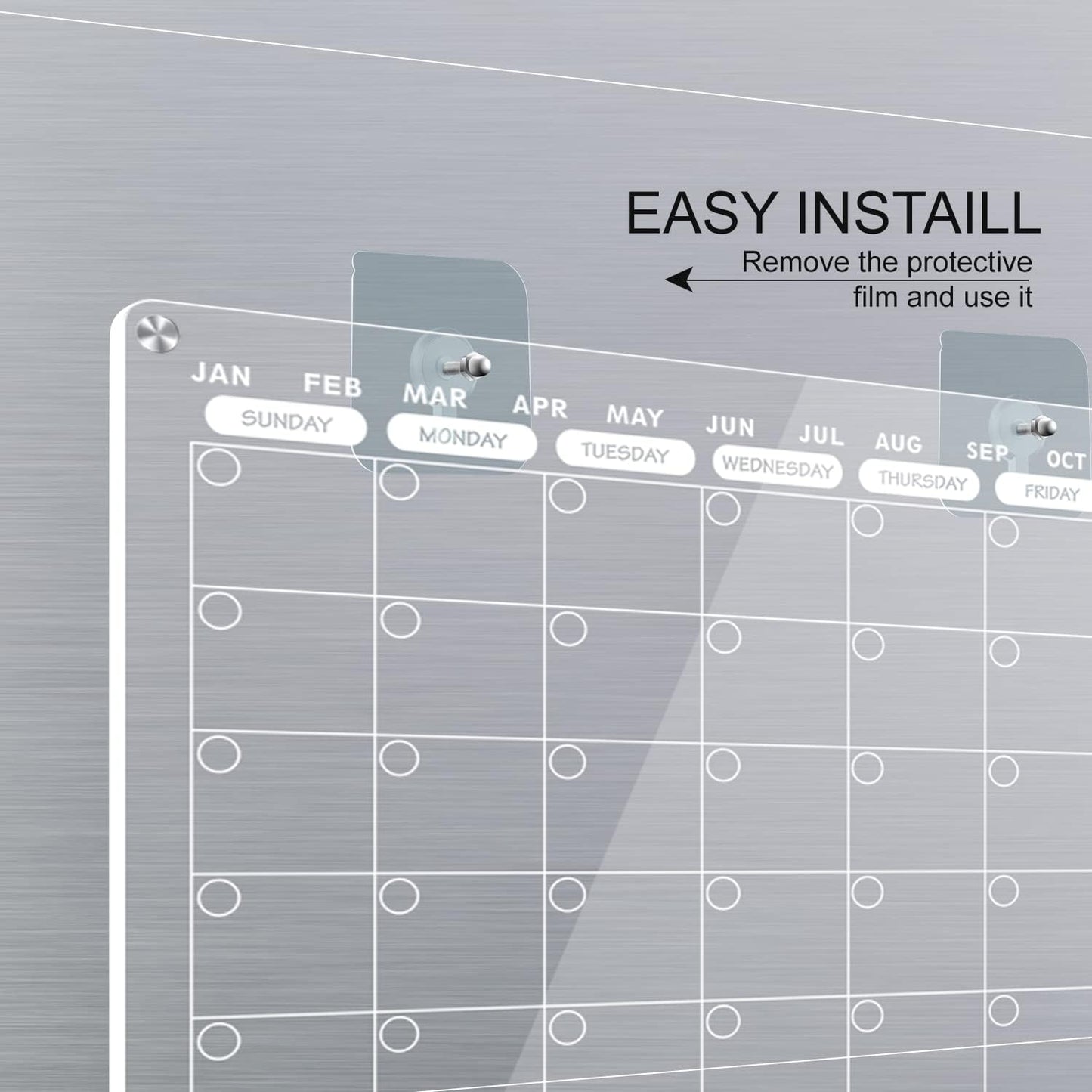 Acrylic Magnetic Dry Erase Calendar Board for Fridge, 16"X12" - Erasable Monthly and Weekly Planner with to-Do List, Includes 6 Markers and Eraser