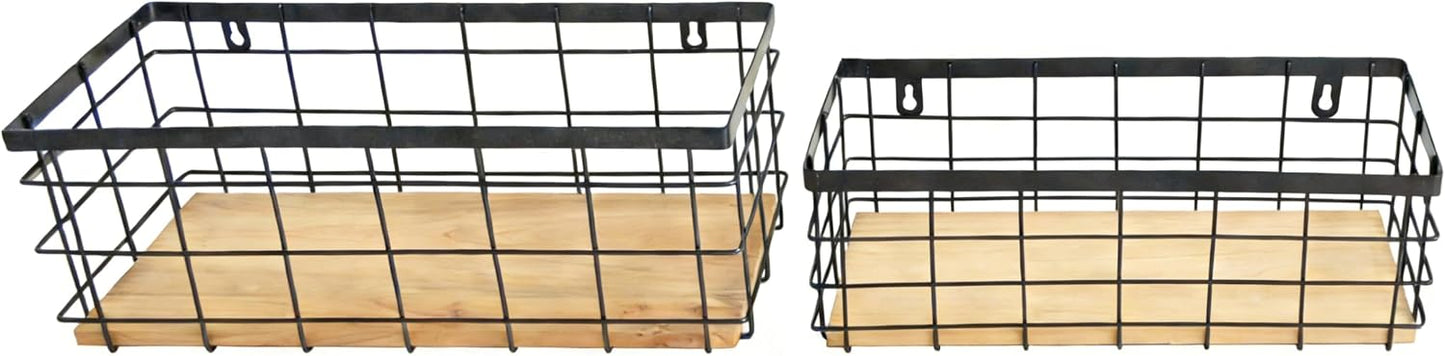 ShabbyDecor Metal Wire Basket with Handles Storage Organizer Stackable Organizing bin for Cabinet Shelf Countertop Under Sink Pantry for Kitchen,Bathroom,Laundry Closet, 1 Pack