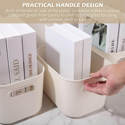 Zopeal Plastic Storage Bins 10 Pcs White Pantry Organizer Bins Small Baskets Storage Containers for Home Kitchen (10 x 7 x 6 Inch)