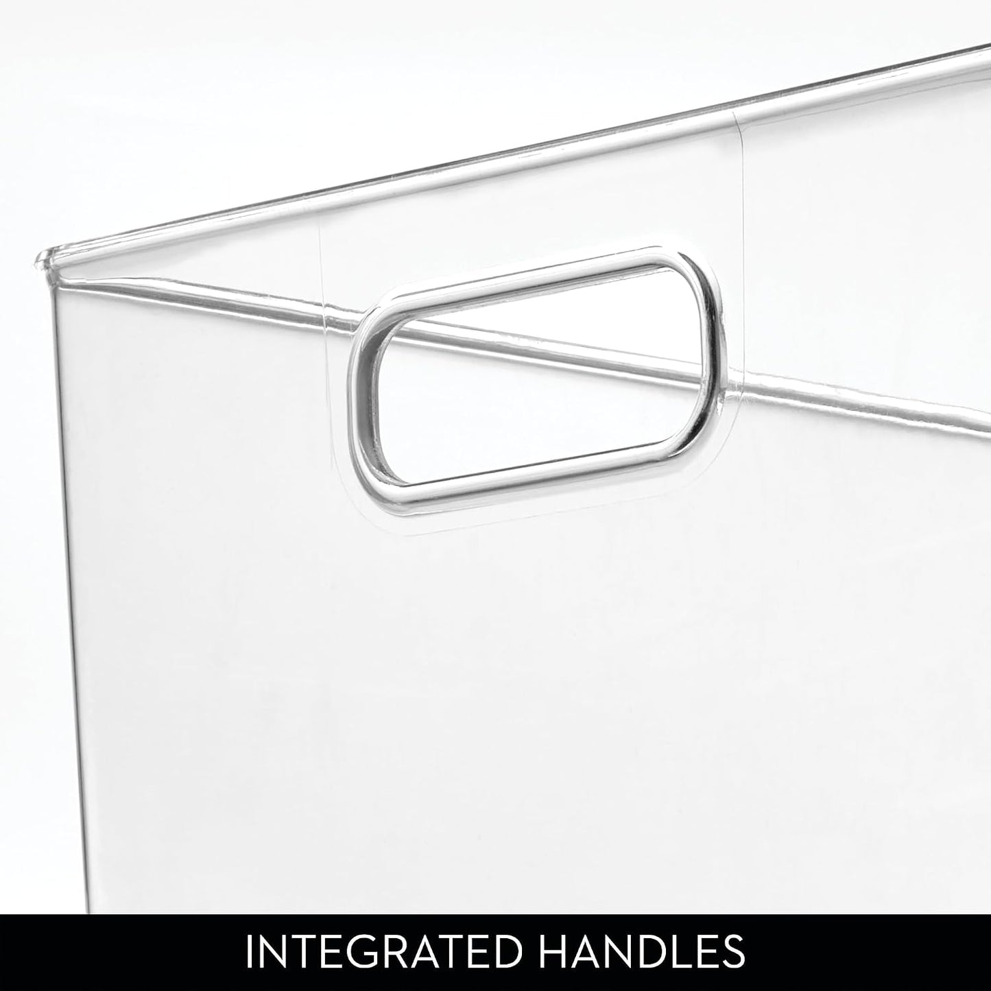 iDesign Storage Bin with Handles, 12" x 10" x 8", Clear | For Kitchen, Pantry, Cabinet, Nursery, Crafts