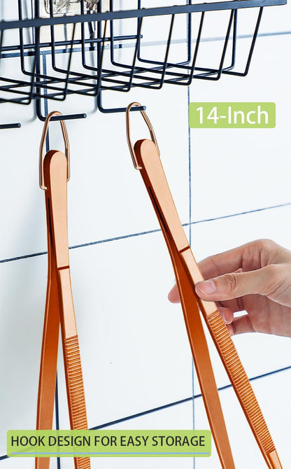 JETKONG 2 Pcs 12-Inch Kitchen Tweezers Fine Tweezer Tongs, Extra-Long Stainless Steel Cooking Tweezers (Silver)