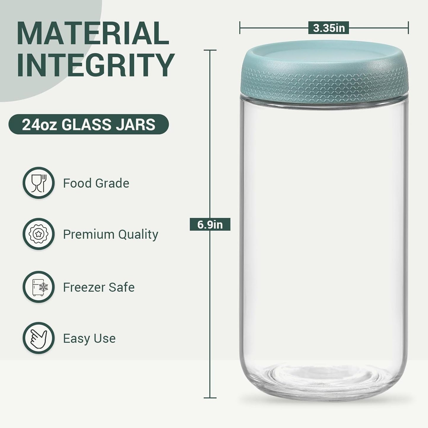 NETANY 6-pack 10oz Glass jars with Airtight Lids, Overnight Oats Containers with Lids, Wide mouth Mason Salad jars, Glass Food Storage Containers for Snacks Yogurt Spice Sugar