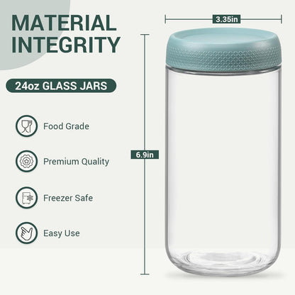NETANY 6-pack 10oz Glass jars with Airtight Lids, Overnight Oats Containers with Lids, Wide mouth Mason Salad jars, Glass Food Storage Containers for Snacks Yogurt Spice Sugar