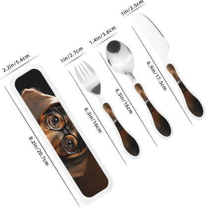 3-Piece Kids Silverware Set With Storage Case, Stainless Steel Reusable Children Safe Knife Spoon Fork Set Blue Active Girl Running Sunset Children Flatware Set For Kids Lunch Box - Colors B