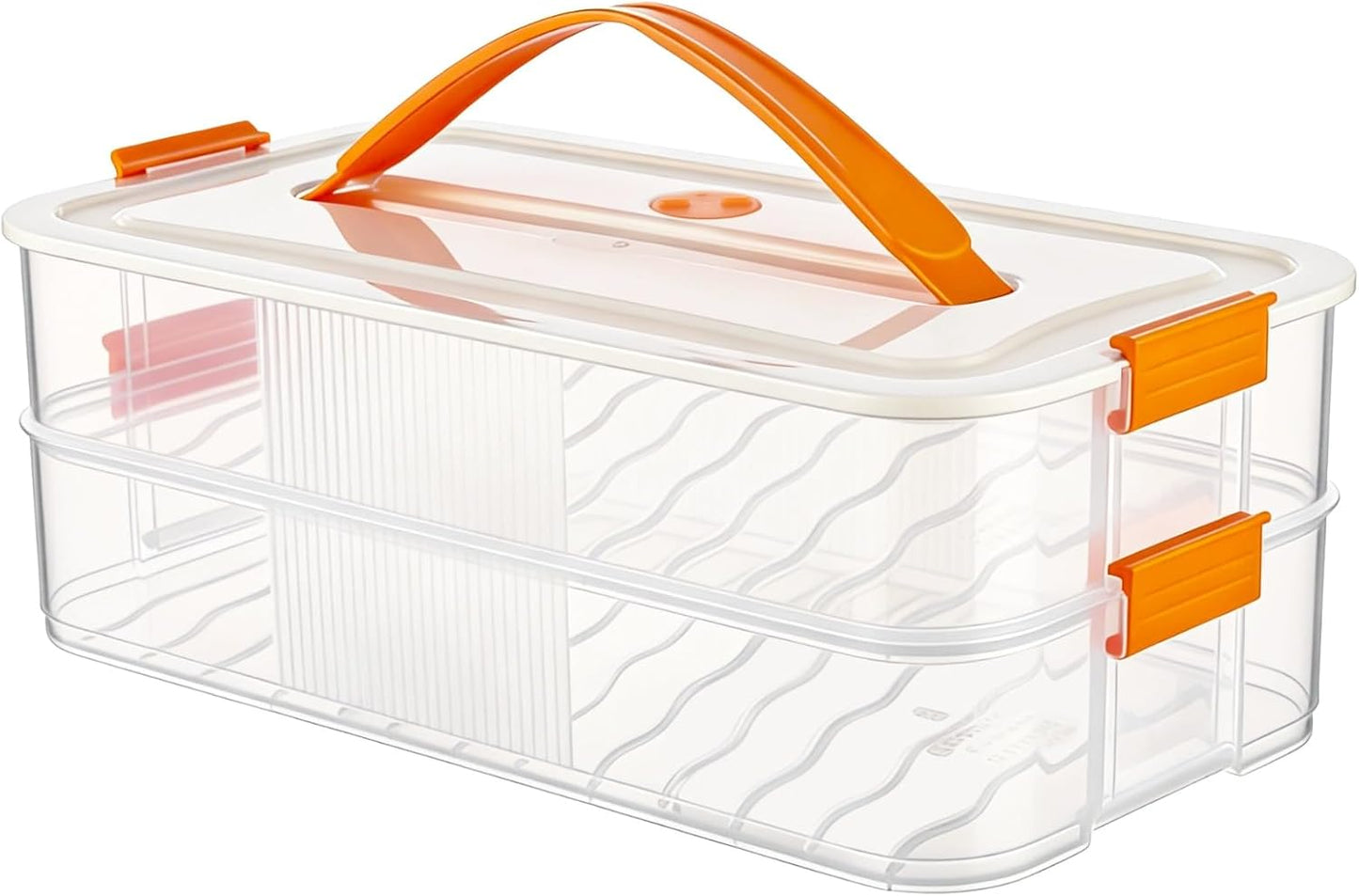 Homaisson Deviled Egg Container with Lid, 3-layer Egg Carrier Trays with 36 Slots, Clear Stackable Storage Container with Handle for Refrigerator, Pantry, Travel, 12.2x4.8x6.7