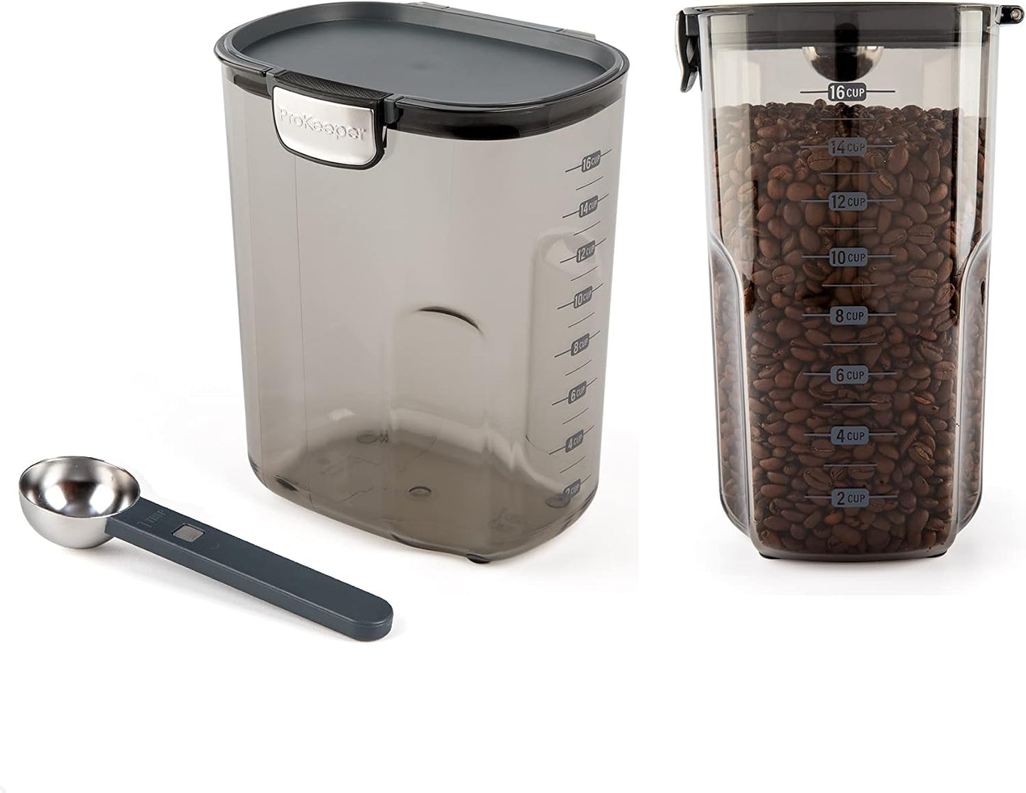 Progressive International ProKeeper+ Clear Plastic Airtight Food Baker's Kitchen Storage Organization Container Canister Set with Magnetic Accessories, 2- Piece Set (Grain 2.5-Quart)