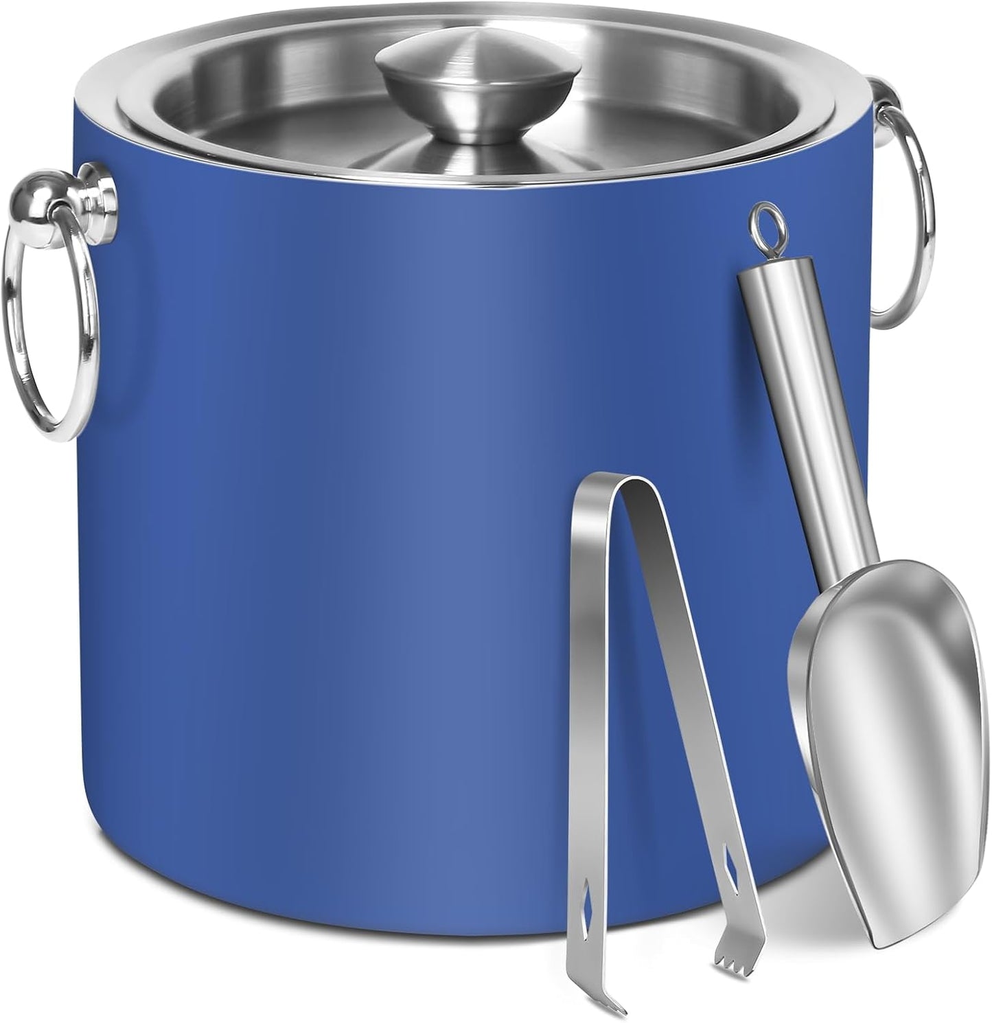 Ice Bucket with Lid & Tong- Well Made Insulated Stainless Steel Keep Ice Frozen Longer - Ideal for Cocktail Bar, Parties, Chilling Wine, Champagne - 3 Liter (Black)