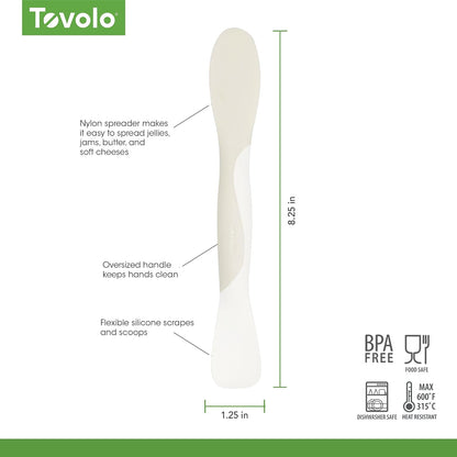 Tovolo Scoop and Spread Large Dual End Silicone Sandwich Spreader Tool with Nylon Handle, BPA Free Dishwasher Safe Silicone and Nylon Tool for Spreading and Scooping, Cayenne Red and Oyster Gray