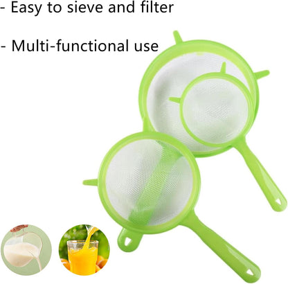 3 Packs Fine Mesh Strainers Plastic Colander Sieve, Green