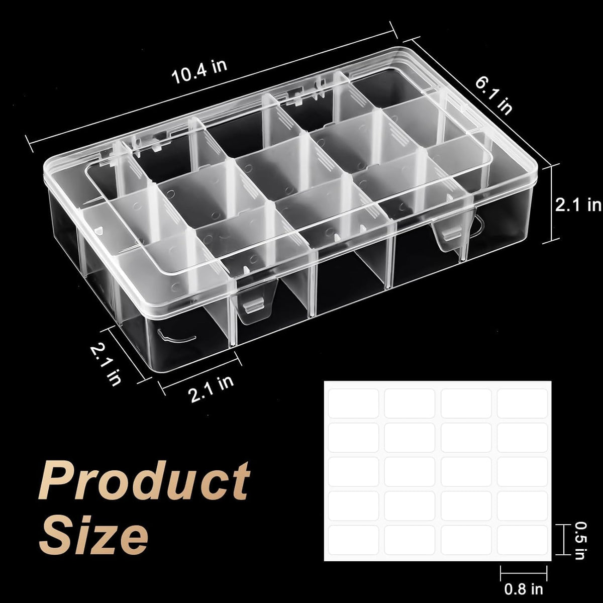 Mauproy 4 Pack 8 Grids Bead Organizer and Storage, Clear Plastic Storage Containers with Removable Dividers and Labels Small Tackle Box Organizer for Jewelry Crafts Electronics Small Parts