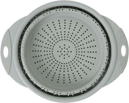 Dexas 10" Collapsible Silicone Colander in Cream, Kitchen Strainer with Handles, 15.1 Cup Capacity | BPA-Free, Heat-Resistant, Space-Saving Kitchen Tool