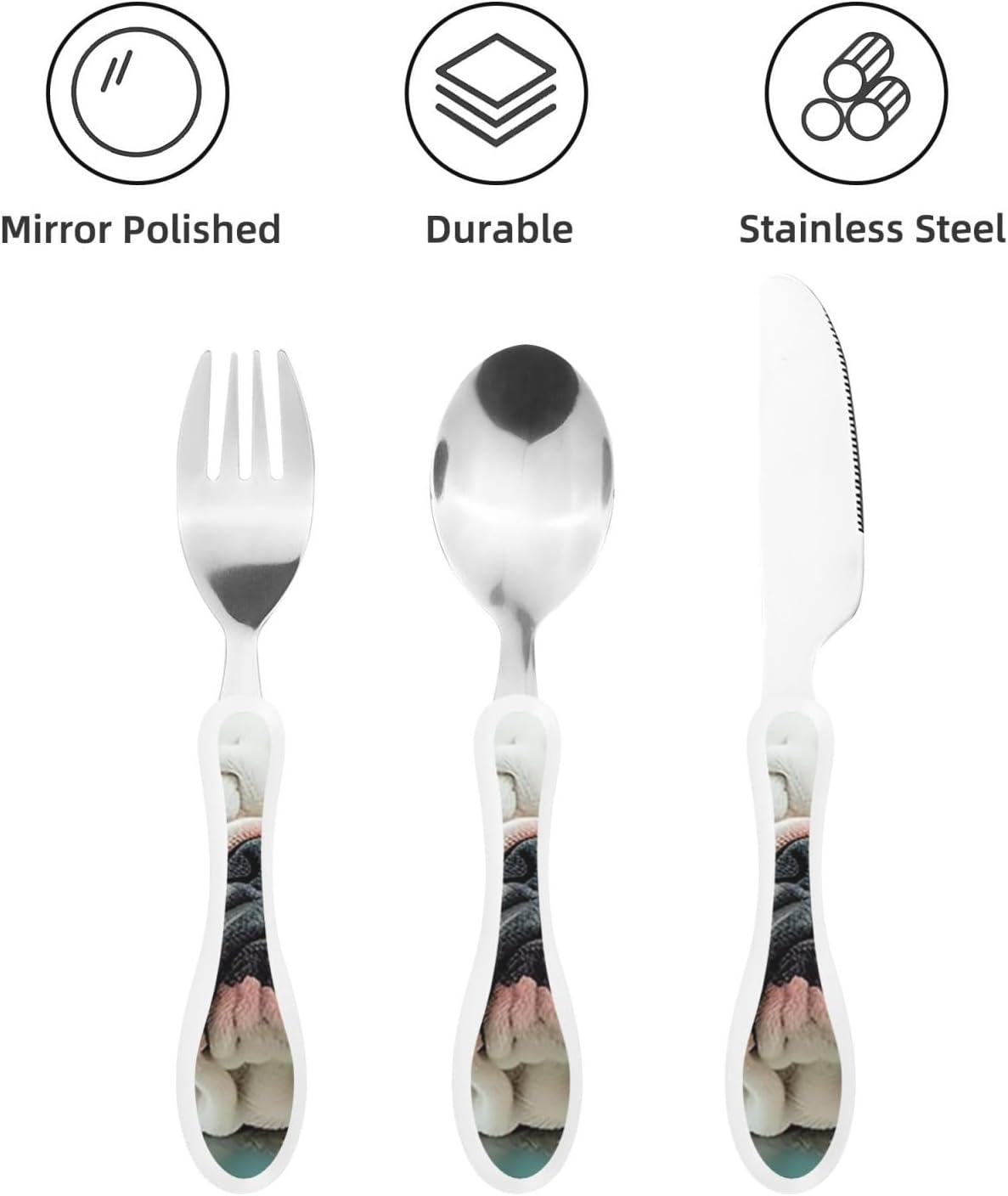 3-Piece Kids Silverware Set With Storage Case, Stainless Steel Reusable Children Safe Knife Spoon Fork Set Long Haired Dachshund Children Flatware Set For Kids Lunch Box