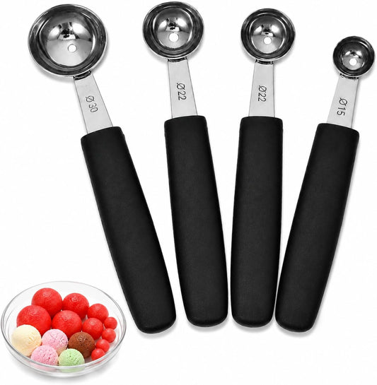 4 Pack Melon Baller Scoop Set, Stainless Steel Fruit Scoopers