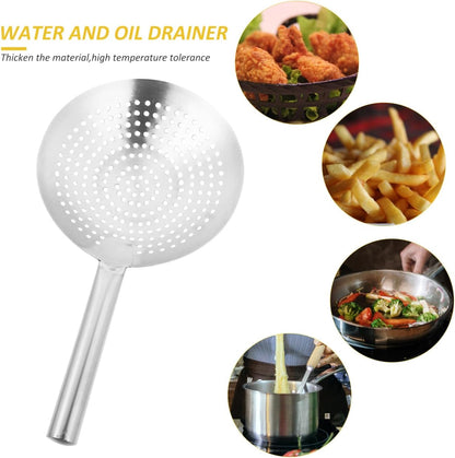Cabilock Stainless Steel Skimmer Spoon, 17.12 Inch Fine Mesh Slotted Strainer with Long Handle for Frying, Hot Pot, Pasta, Dumplings and Kitchen Cooking