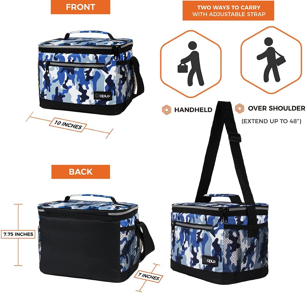 opux Insulated Lunch Box Men Women, Lunch Bag for Work School, Leakproof Soft Cooler Tote Adult, Large Lunch Pail Kids Boys Girls, Picnic Beach Food Bag with Shoulder Strap, Purple Floral