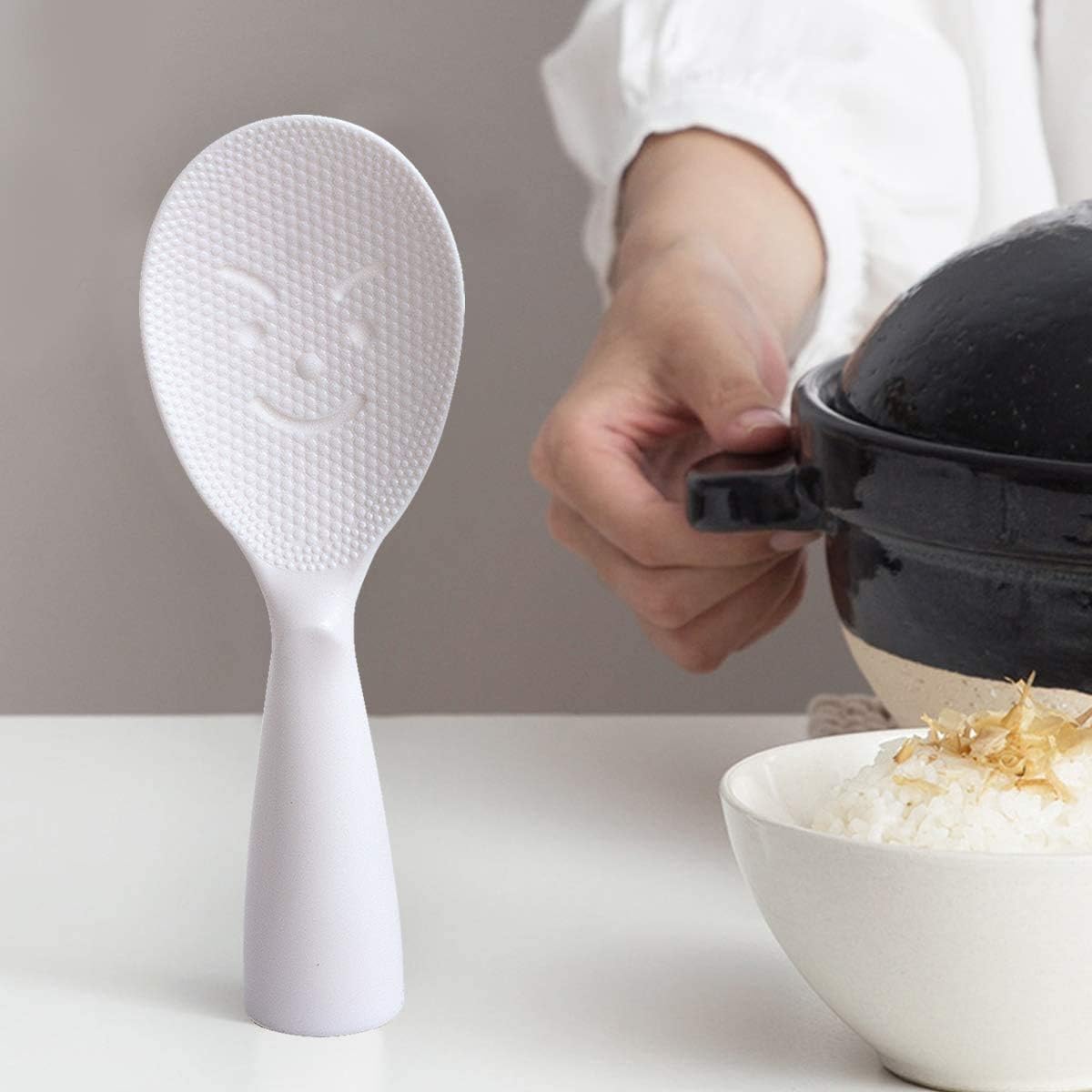 MIZORLIE Rice Paddle Tool, Non-Stick Rice Spoon, 2 Pack, White