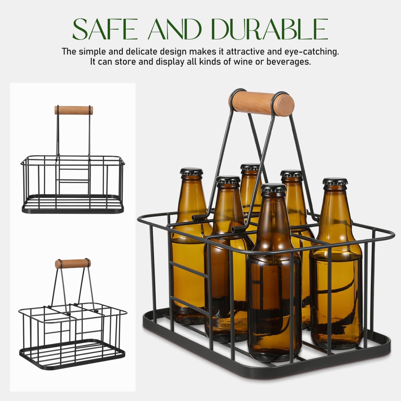 Cabilock Water Bottle Carrier Milk Bottle Holder Wire Metal Doorstep Milk Crate Basket for Farmhouse Kitchen Organizer Holder