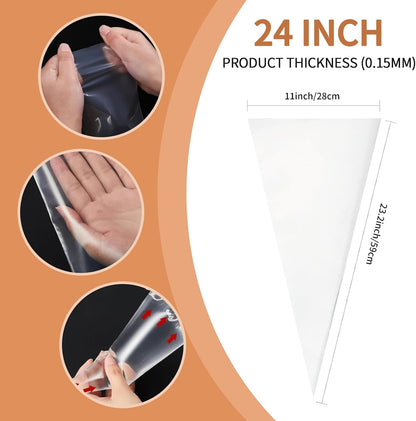 24 Inch Piping Bags Disposable,Thickened 50pcs Large Piping Bags,Anti Burst Extra Large Piping Bags,Food Grade Cake Piping Bags,Tipless Piping Bags for Cake Cupcakes Cookies Frosting