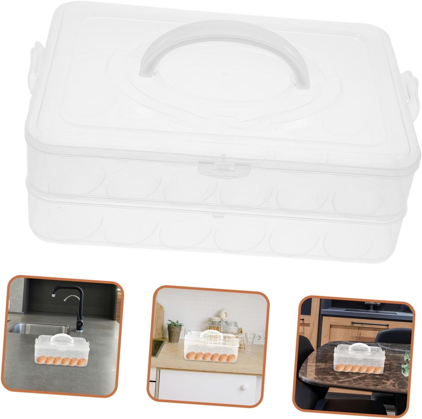 2layer Stackable Carrier with Lid Refrigerator Storage Box Portable and Secure Design for Parties and Kitchen Use Easy to Carry with Handle