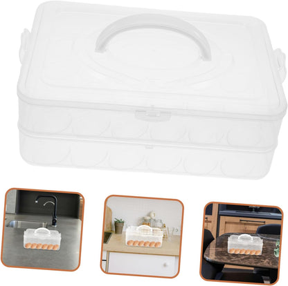 2layer Stackable Carrier with Lid Refrigerator Storage Box Portable and Secure Design for Parties and Kitchen Use Easy to Carry with Handle