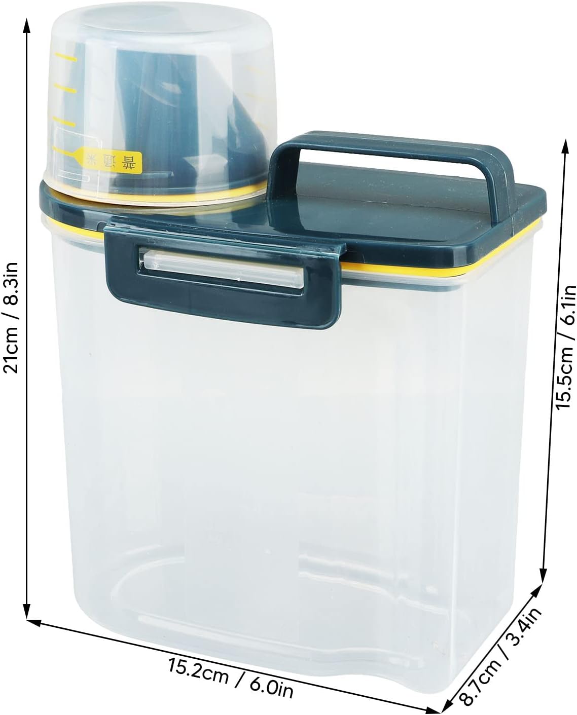 Fabater Rice Airtight Storage Container, 3 to 5Lbs Cereal Dry Food Flour Bin, Pet Dog Cat Food Dispenser with Measuring Cup, Clear Plastic Kitchen and Pantry Organization Bin (White)