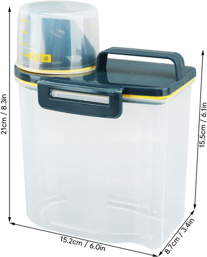 Fabater Rice Airtight Storage Container, 3 to 5Lbs Cereal Dry Food Flour Bin, Pet Dog Cat Food Dispenser with Measuring Cup, Clear Plastic Kitchen and Pantry Organization Bin (White)