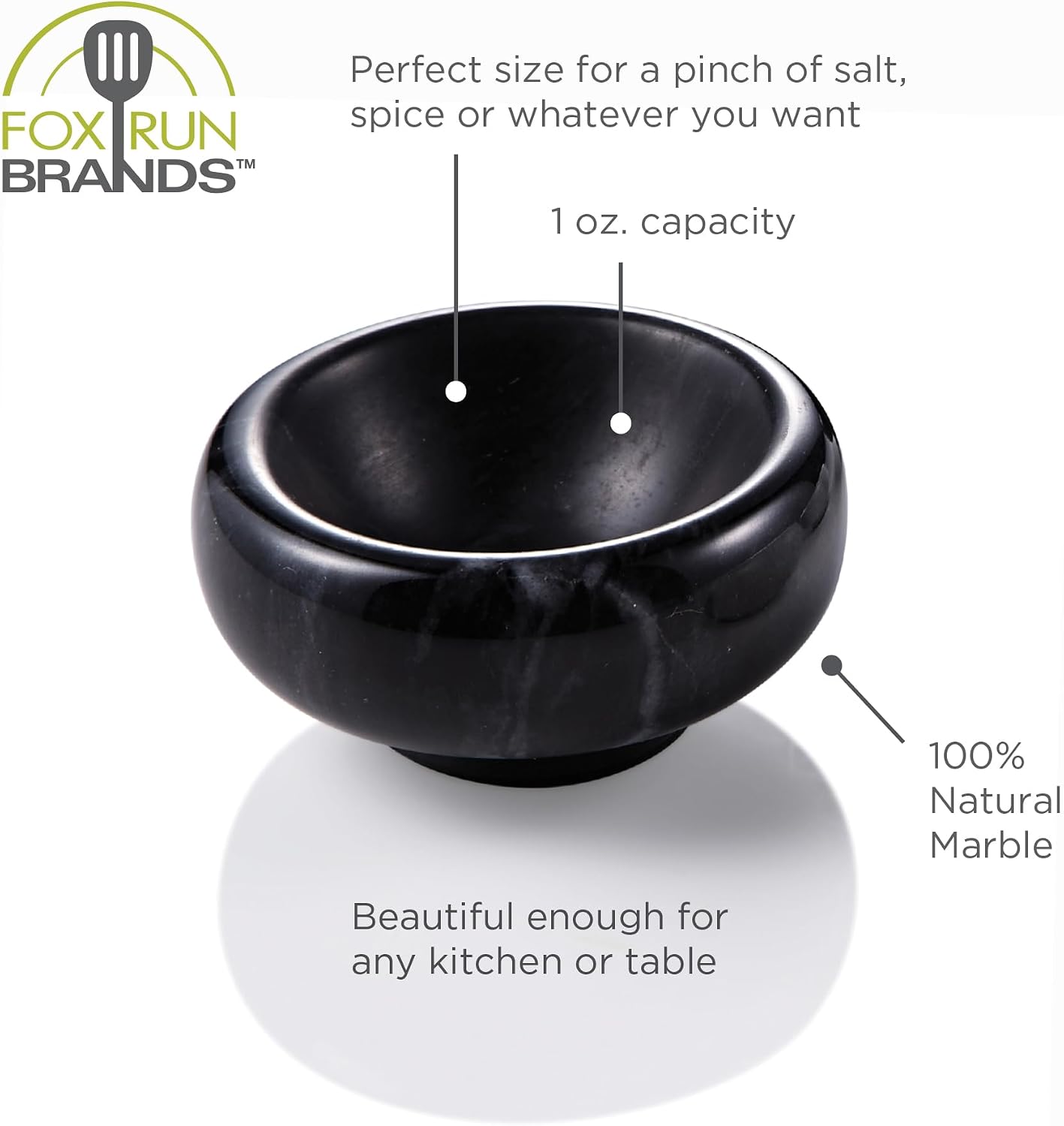 Fox Run Natural Black Marble Pinch Bowl, Small 1 oz Spice, Sauce, and Condiment Bowl