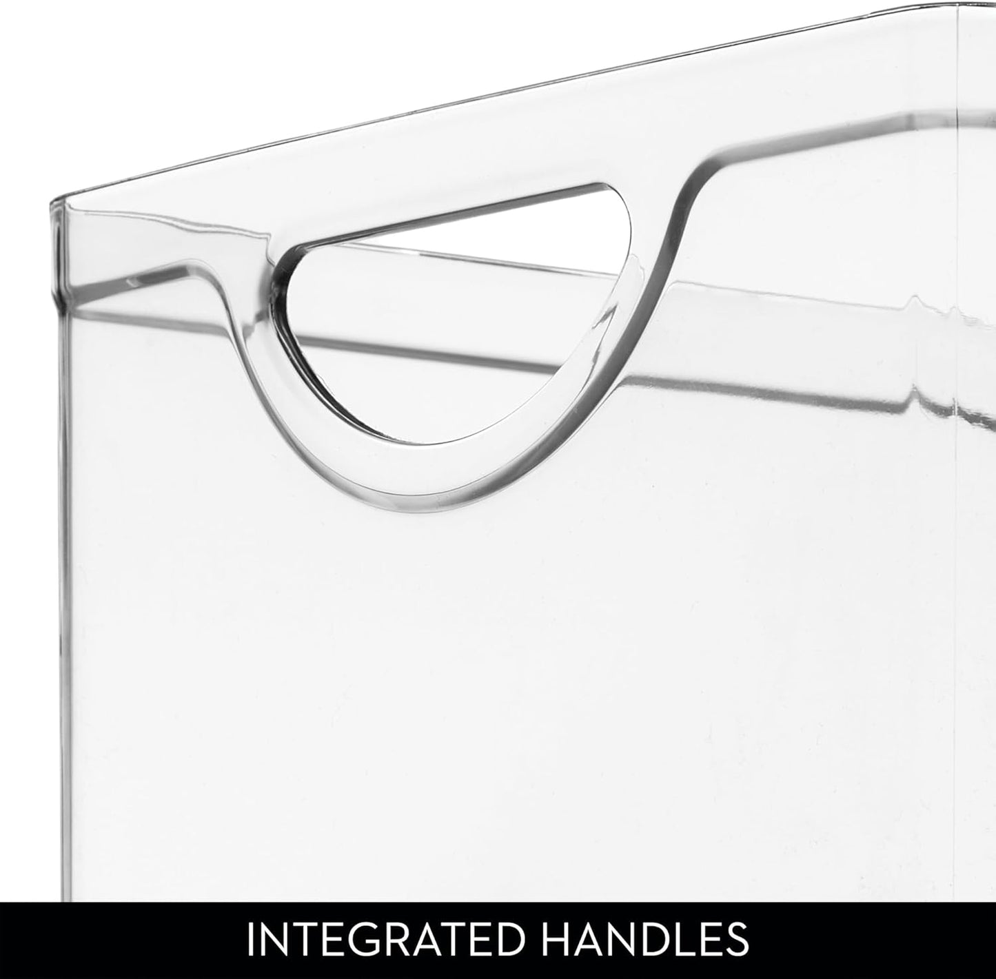 iDesign Pantry Storage Bins with Handles - Organizer Bins for Cabinets or Fridge - Set of 2 - Clear