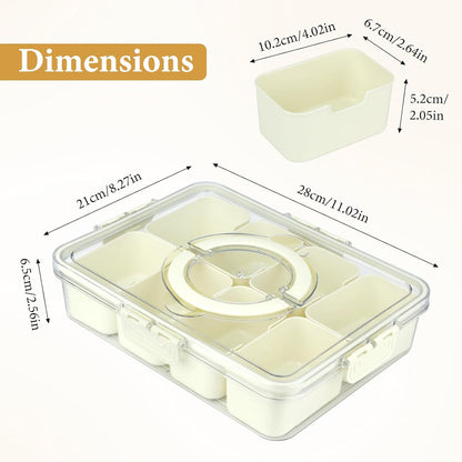 Snackle Box Container, Snack Box Container, Divided Serving Tray with Lid & Handle for Snackle, Veggie, Candy, Nut, Fruits Portable for Travel Party, Picnic (8 Inside Containers Dishwasher Safe)