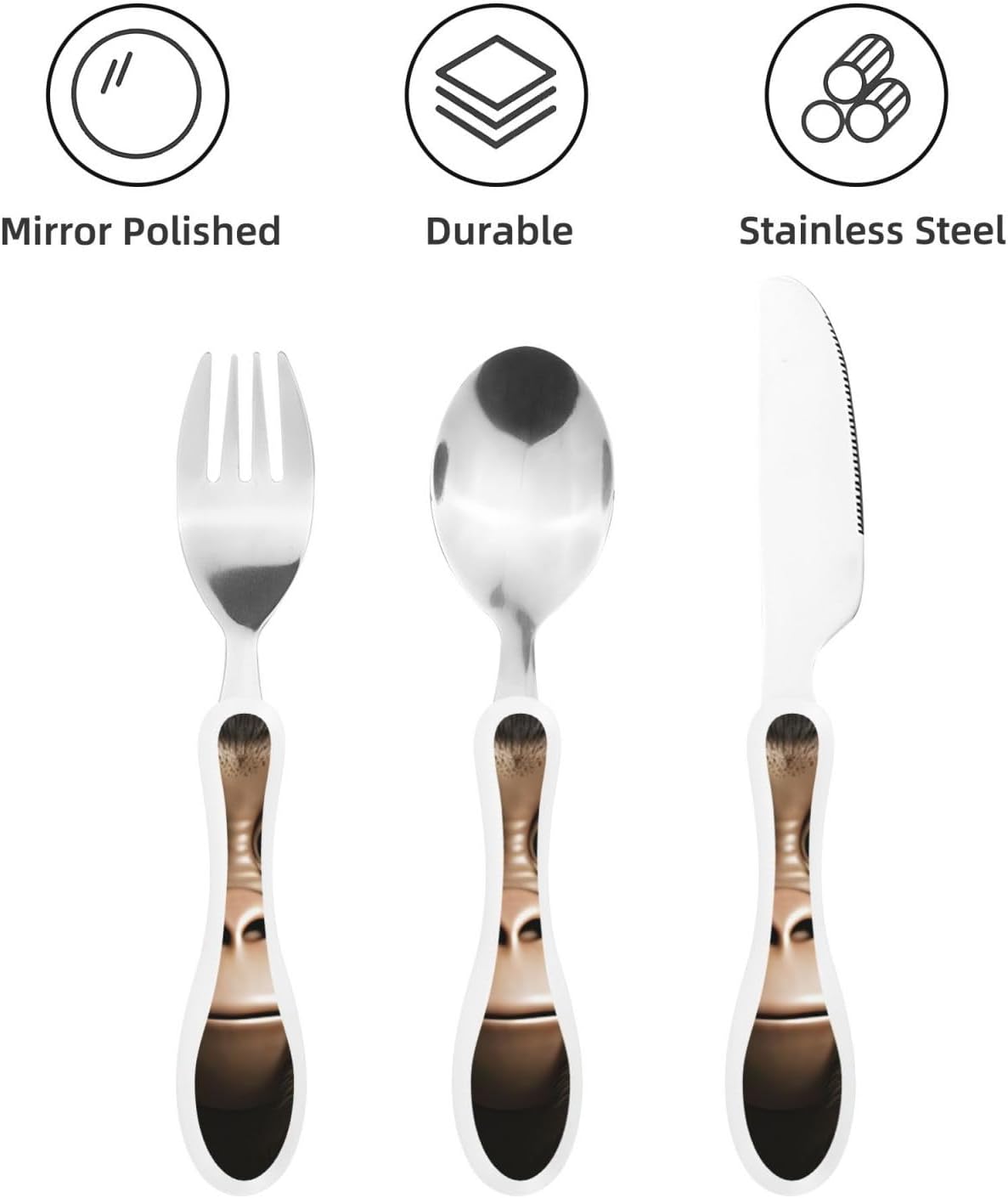 3-Piece Kids Silverware Set With Storage Case, Stainless Steel Reusable Children Safe Knife Spoon Fork Set Cute Kittens Children Flatware Set For Kids Lunch Box
