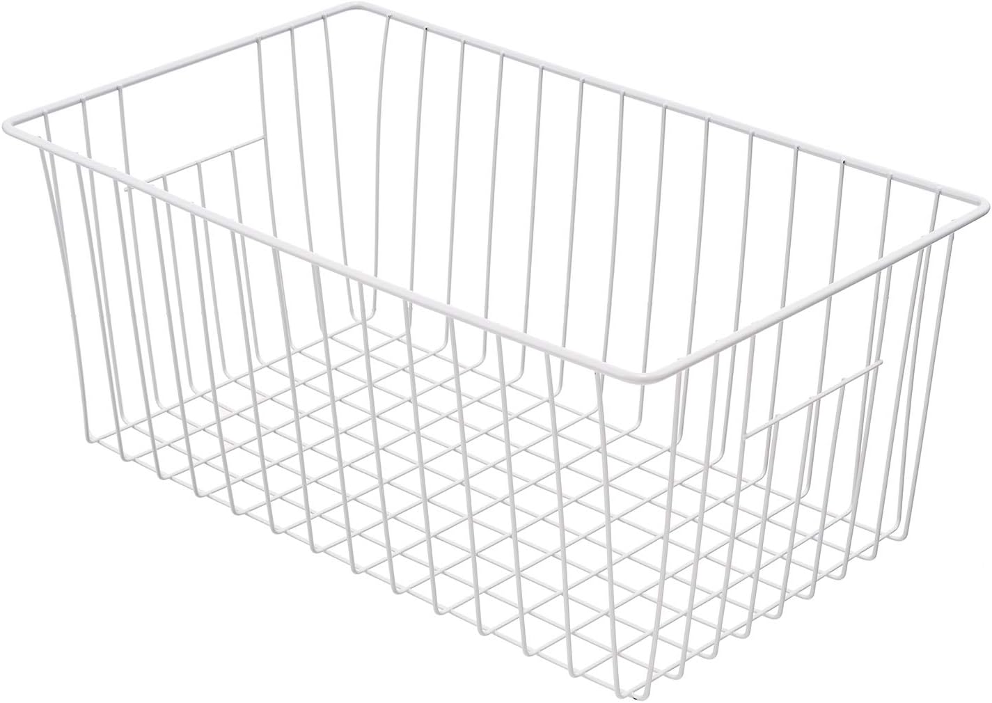 16" L x 12" W Wider Freezer Storage Organizer Baskets Container, Deep Metal Wire Chest Upright Refrigerator Divider Bins with Built-in Handles for Cabinet, Pantry, Closet, Kitchen
