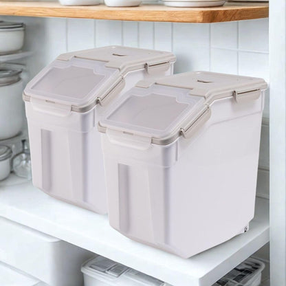 2 Pack Large Flour Storage Container 50 lb Airtight Rice Storage Container with Lid, Wheels, Measuring Cup, Scoop, Plastic Flour Sugar Bin Organizer for Grain Cereal, Rice Dispenser (Green)