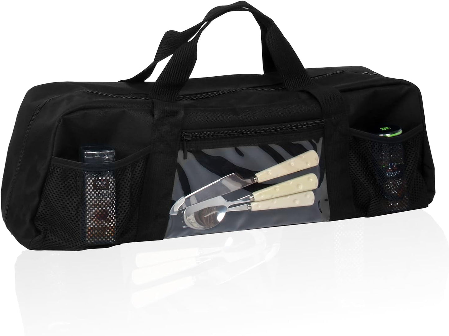 24" Grill Tool Storage Bag, Canvas, Black, Unisex, Classic Style, 60x24x24 cm/24 * 9.4 * 9.4 inches, Zipper Closure, Hand Strap, Perfect for Outdoor Grilling, Camping, Hiking