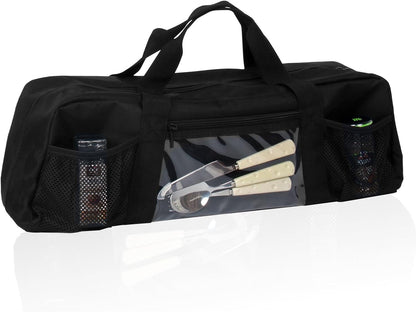 24" Grill Tool Storage Bag, Canvas, Black, Unisex, Classic Style, 60x24x24 cm/24 * 9.4 * 9.4 inches, Zipper Closure, Hand Strap, Perfect for Outdoor Grilling, Camping, Hiking