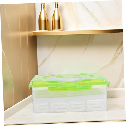 MAGICLULU 2 Layer Deviled Egg Carrier Deviled Egg Holder with Lid And Handle 24 Slots Portable Reusable for Refrigerator (green)
