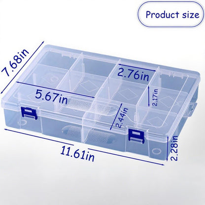 3pcs Clear Storage Small Parts Organizer Box Storage Bin With Dividers Multi Compartment for Beads Art DIY Tackle Box Organizer (10 - compartment in length)
