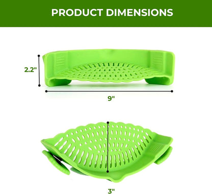 Performore Compact Universal Silicone Snap-On Pot Strainer | Heat-Resistant Clip-On Food Colander | BPA-Free Pasta, Vegetable & Soup Drainer | Dishwasher Safe Kitchen Tool