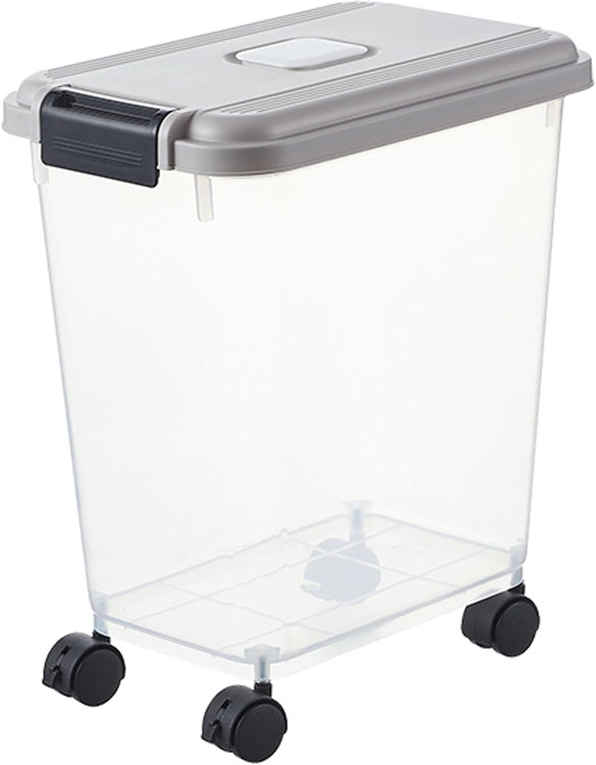pet Food Storage containers Pet Food Storage, Airtight Seal Large Container with Lockable Wheels, Transparent Bin Gray (35lbs Rice/25lbs Flour) + Measuring Cup