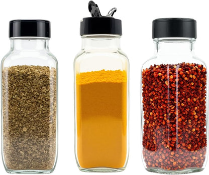 JARMING COLLECTIONS 16oz Glass Spice Shakers with Lids – Large Seasoning Containers with Shaker Tops for Kitchen, Pantry & Herb Storage