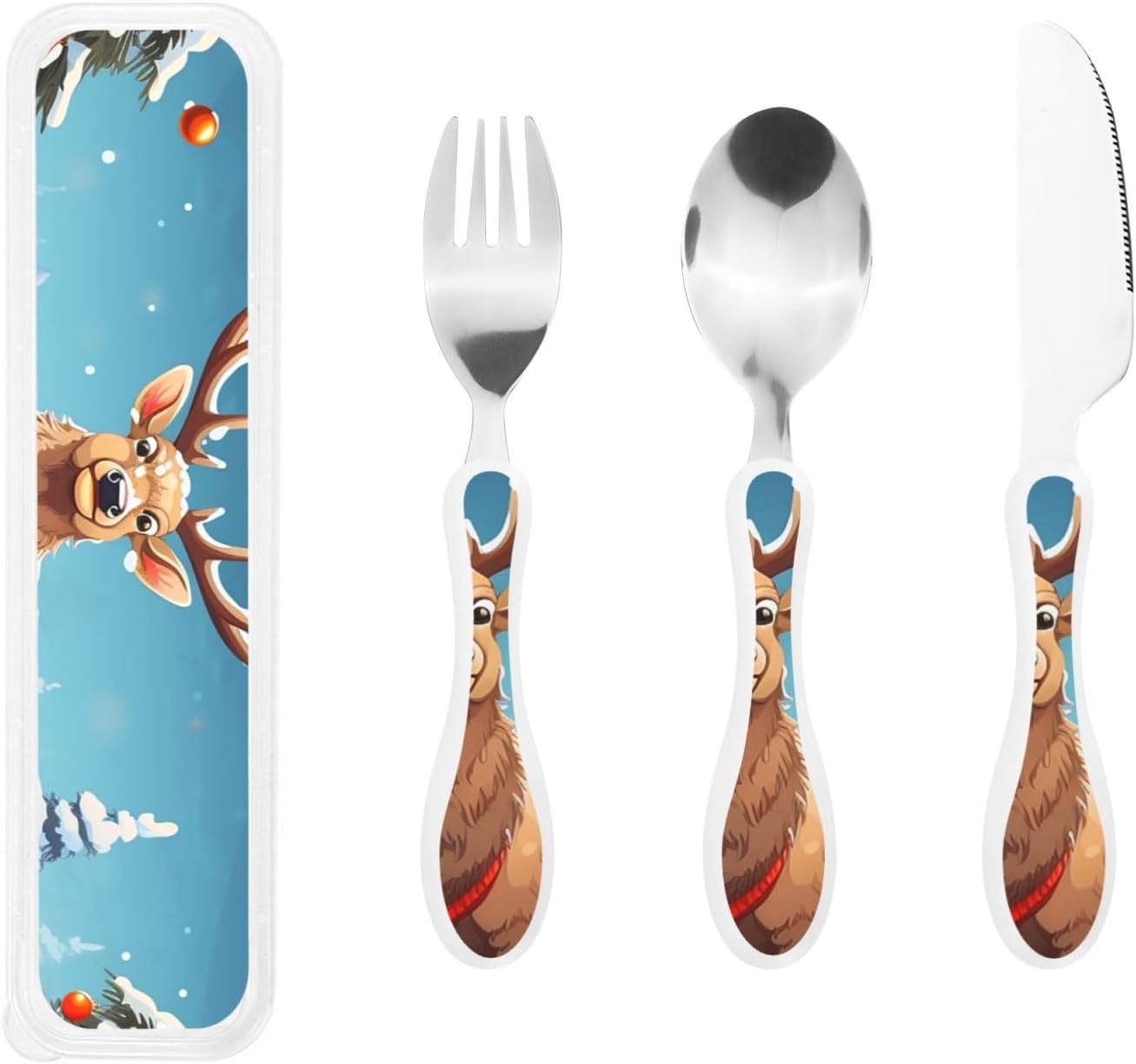 3-Piece Kids Silverware Set With Storage Case, Stainless Steel Reusable Children Safe Knife Spoon Fork Set Yellow Sunflowers Children Flatware Set For Kids Lunch Box