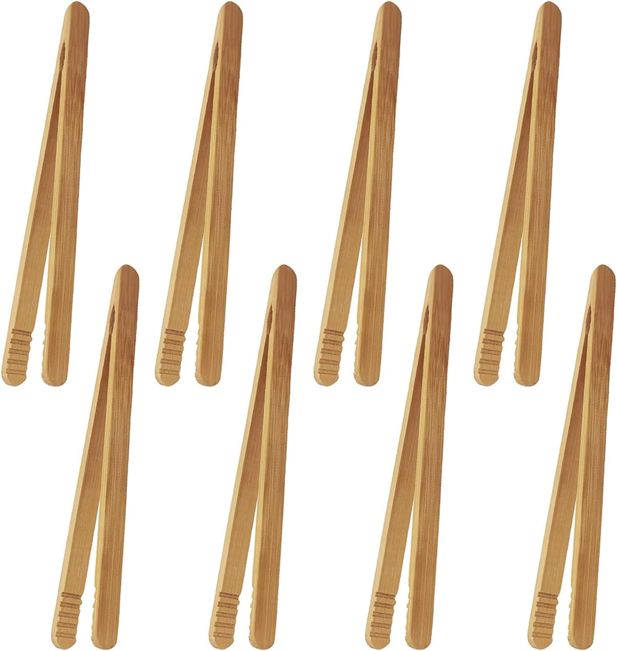 7 Inch Bamboo Kitchen Utensil Tongs for Toast, Kimchi, 8 Pcs